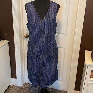 Old Navy Women’s Sleeveless Dress Navy Blue w White and blue stripes Sz L NWT